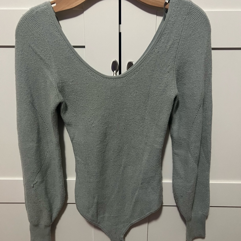 Abercrombie Sweater Bodysuit Long Sleeve sage green